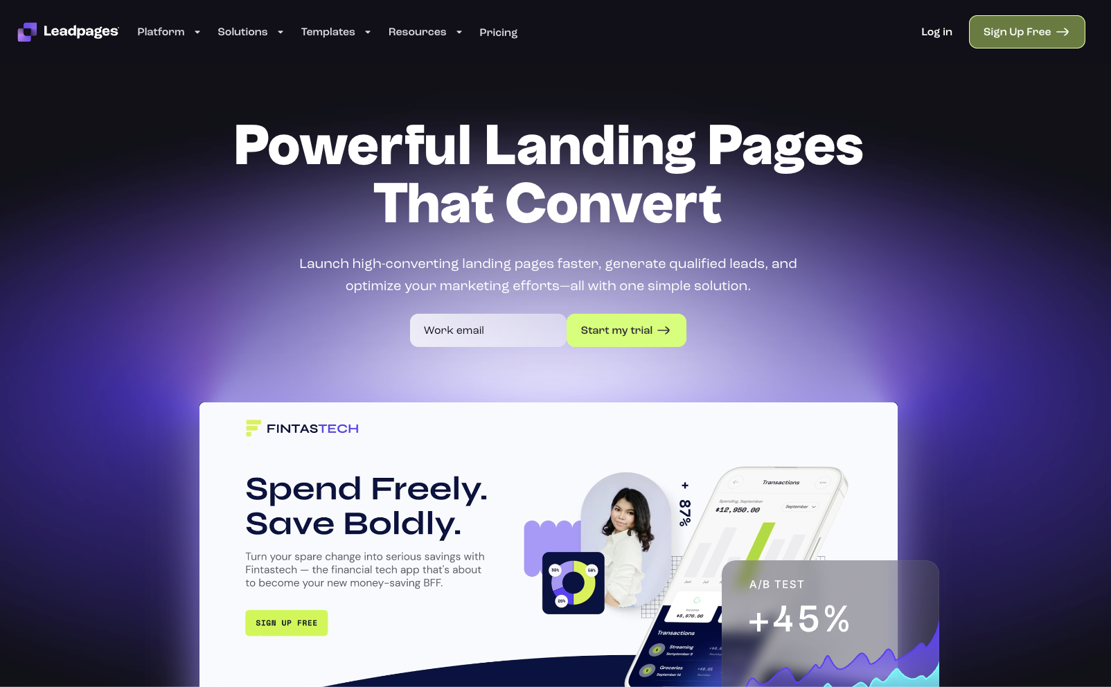 UTM tracking dashboard for Leadpages